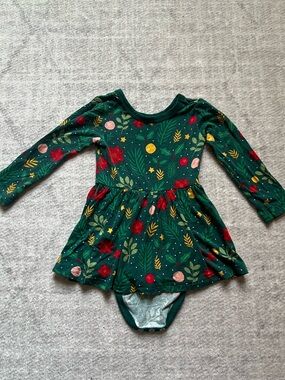 Little Sleepies Holly Jolly Christmas LS Twirl Dress with Bodysuit (3-6 months)